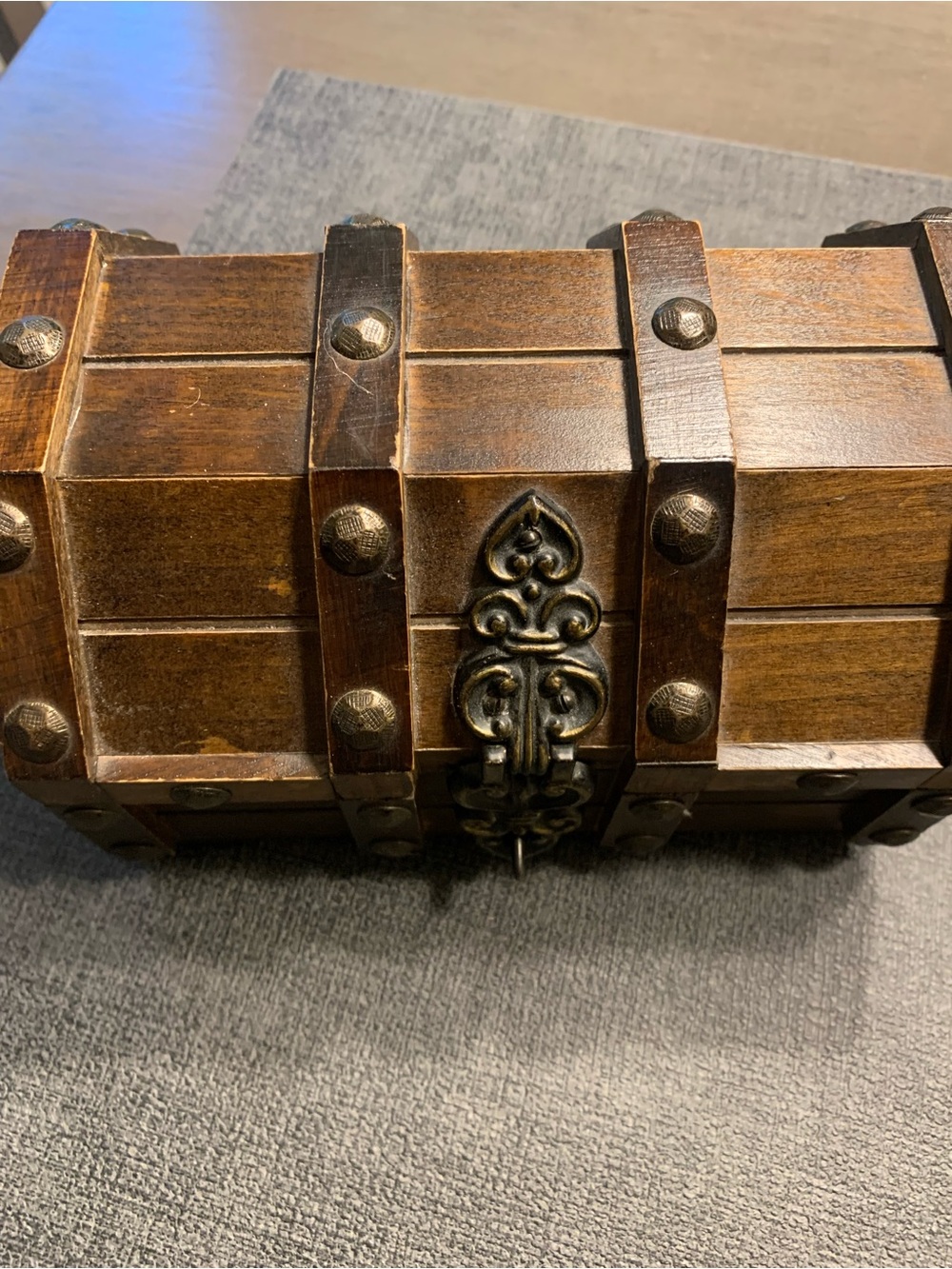 Classic Brown Wooden Treasure Chest Box